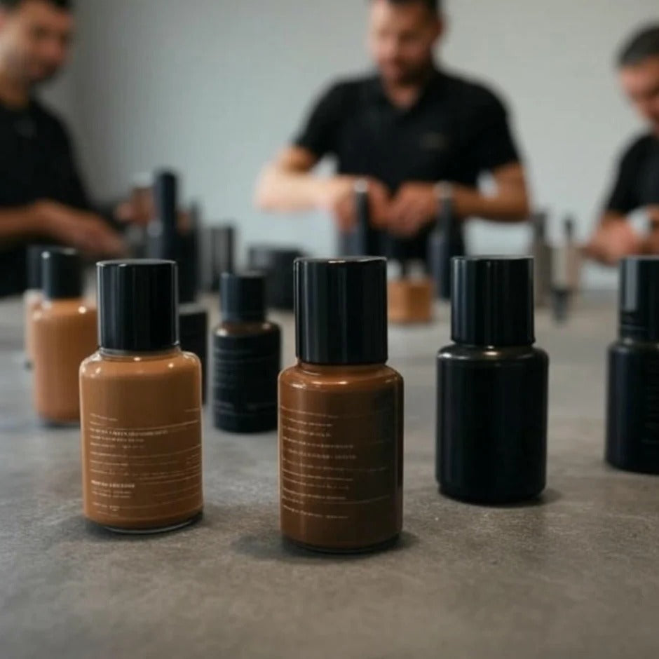 The Age of Super founders formulating Stealth Blender around a table