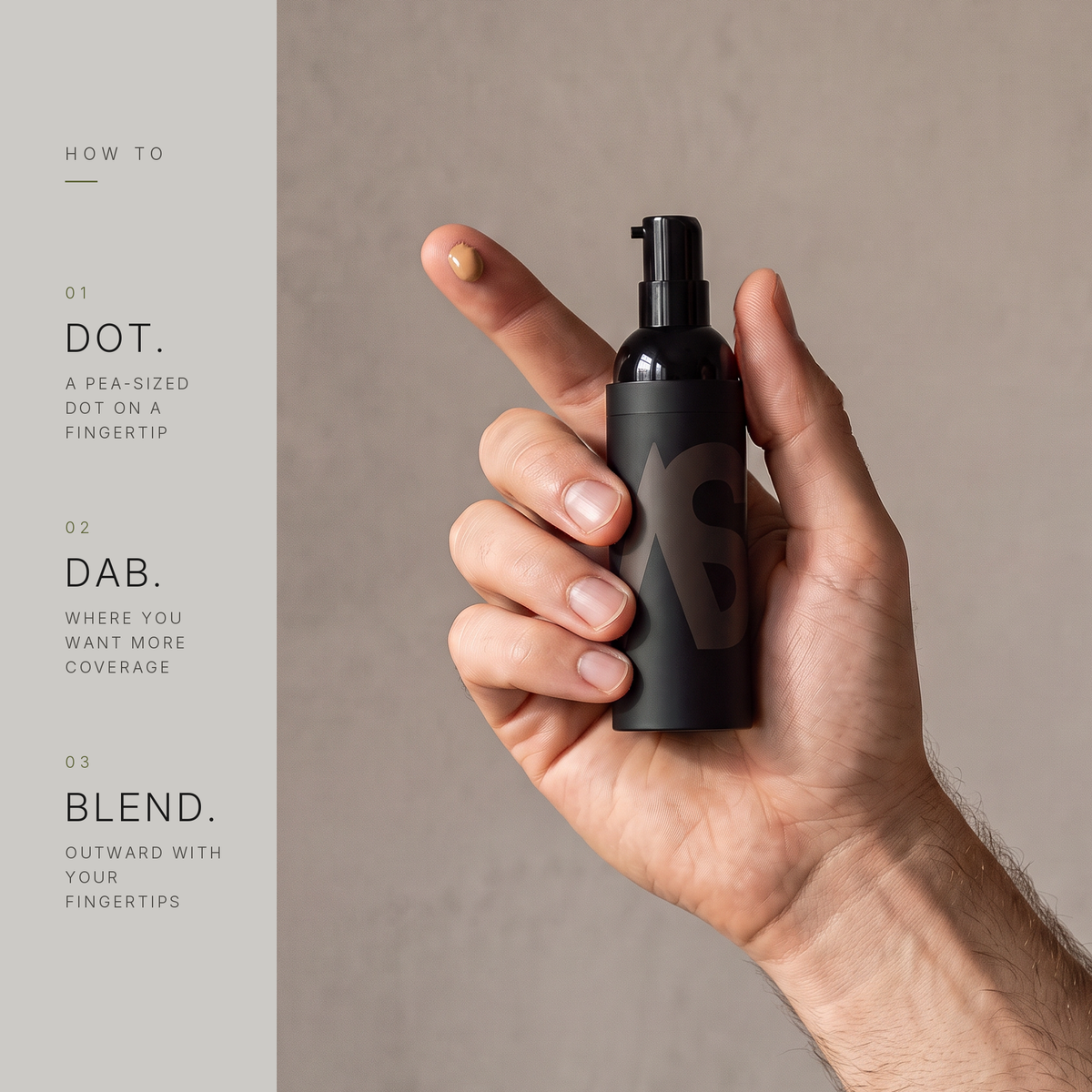 How to apply Stealth Blender: a pea-sized dot on a fingertip, dab, blend